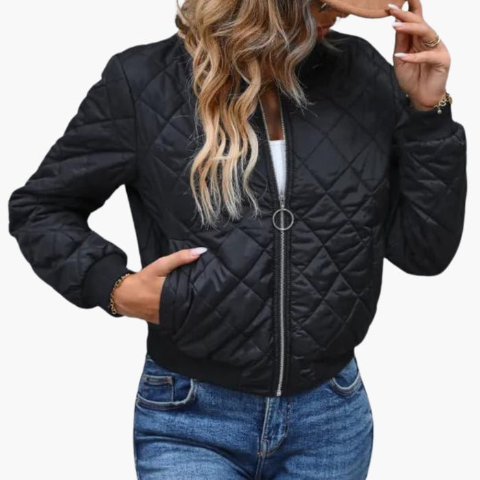 Chaleco bomber para mujer con cremallera y superficie acolchada