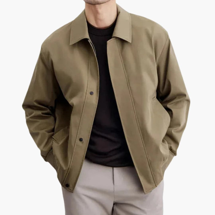 Chaqueta bomber para hombre con cuello de puntas y cremallera
