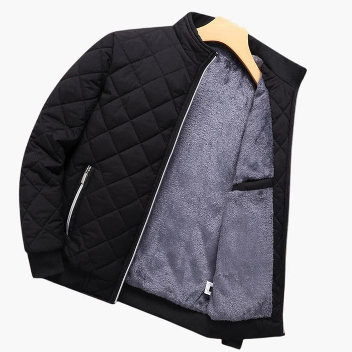 Chaqueta bomber para hombre con estampado de rombos y cremallera