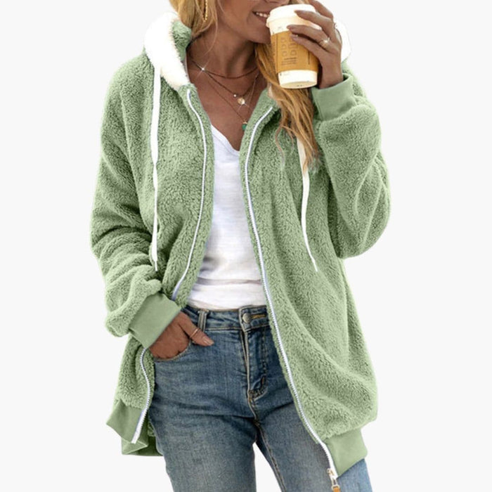 Damen-Fleecejacke mit Kapuze