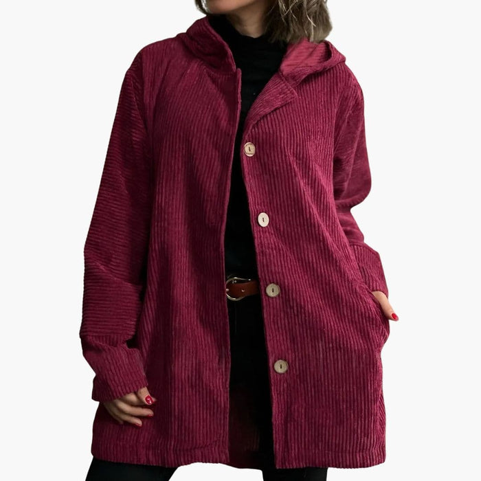 Damenjacke aus Cord mit Kapuze