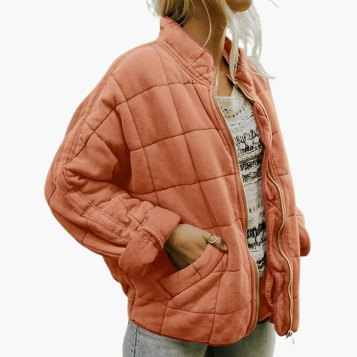 Giacca oversize da donna con cappuccio, imbottitura in misto piumino e cerniera integrale