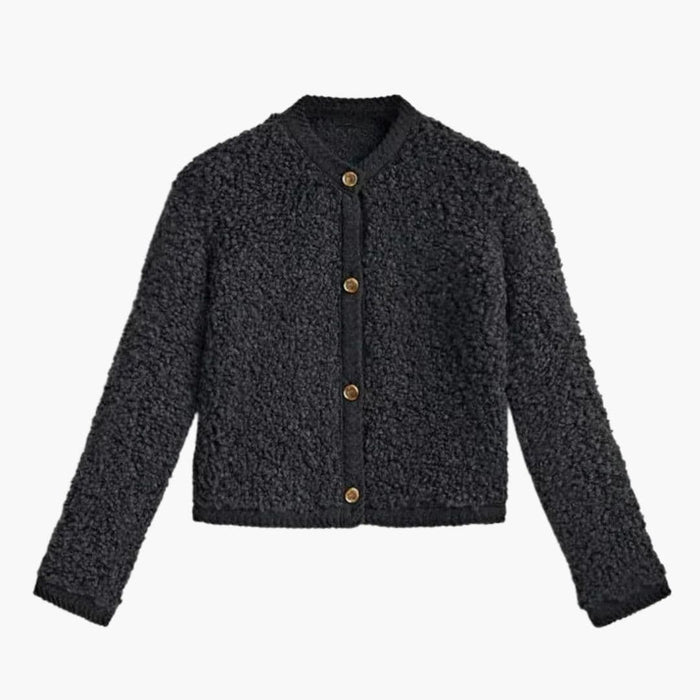 Giacca teddy da donna con bottoni sul davanti