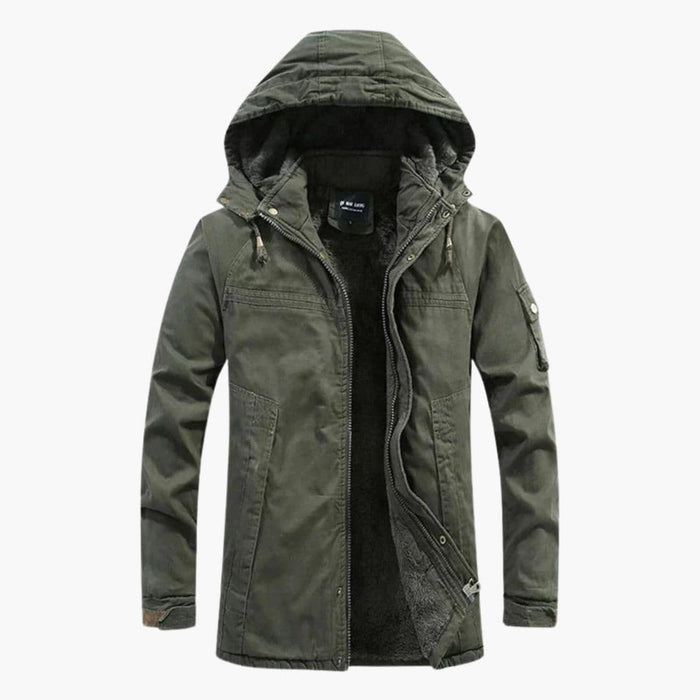 Veste pour homme avec capuche, fermeture éclair et doublure en polaire