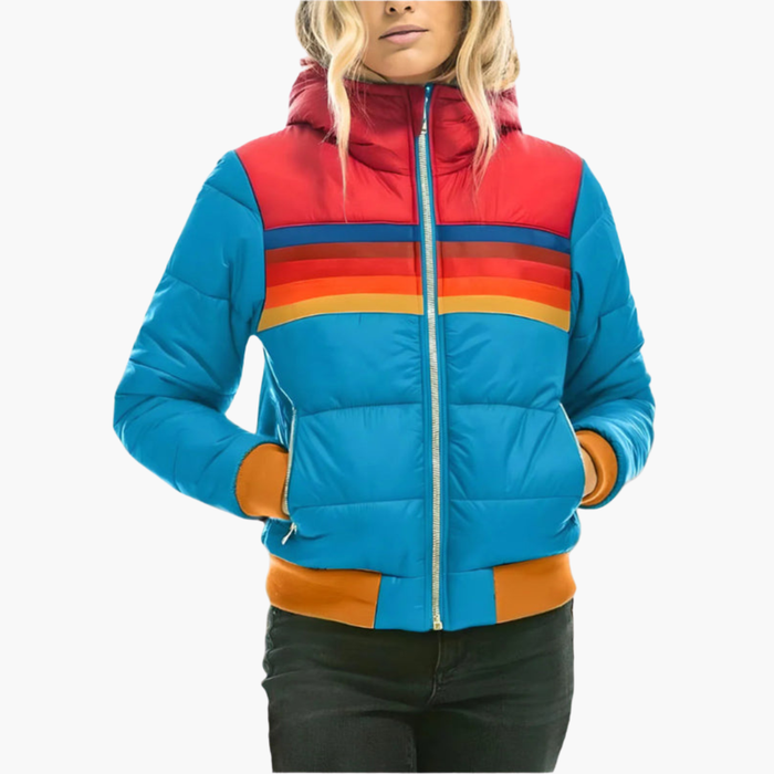 Veste matelassée à capuche pour femme avec fermeture éclair sur le devant