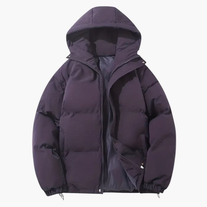 Quilted jakke til mænd med hætte og lynlås