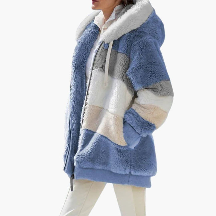 Veste polaire pour femme avec capuche et surface rayée