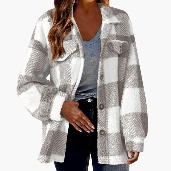 Veste polaire pour femme à carreaux