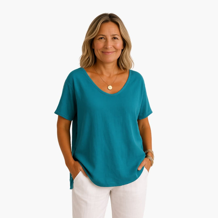 T-shirt femme à col rond et manches courtes