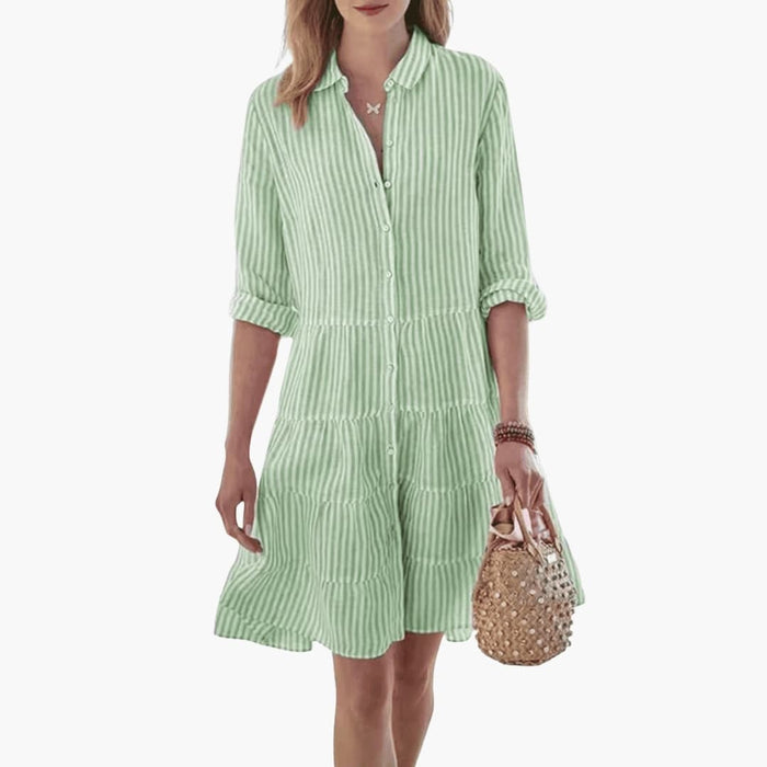 Midi-Kleid für Damen mit A-Linien-Passform und Streifenmuster