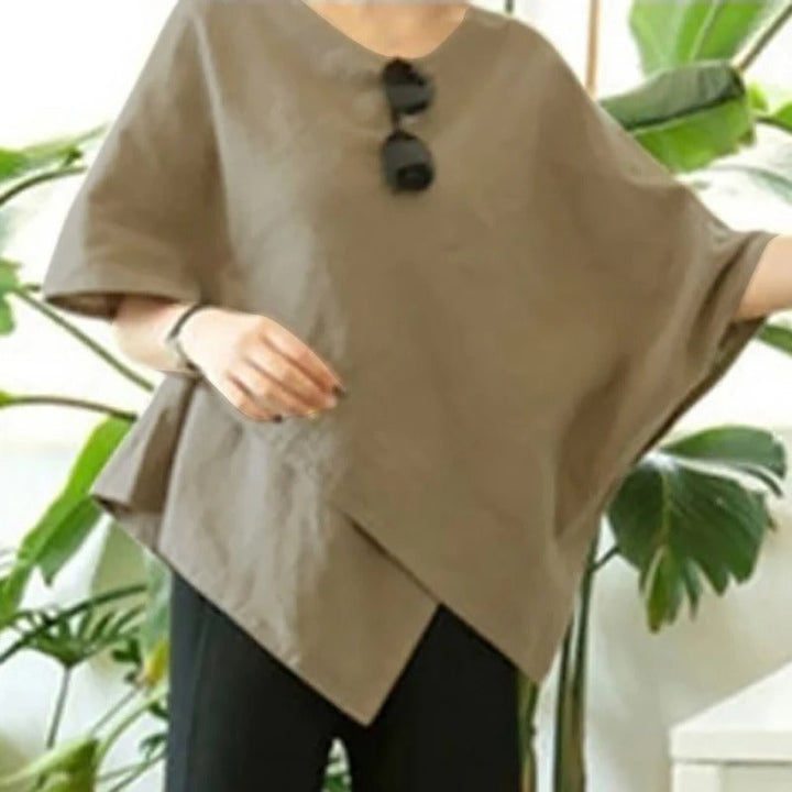 Asymmetrisk Halvermet Bluse for Kvinner