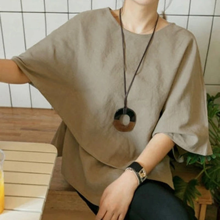 Asymmetrisk Halvermet Bluse for Kvinner