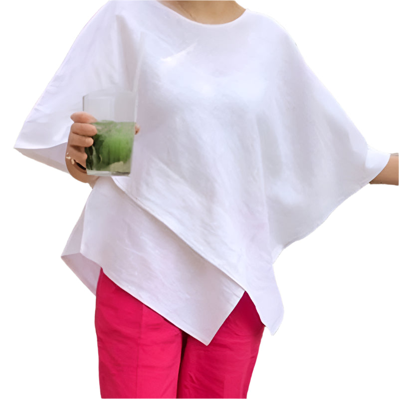 Asymmetrisk Halvermet Bluse for Kvinner