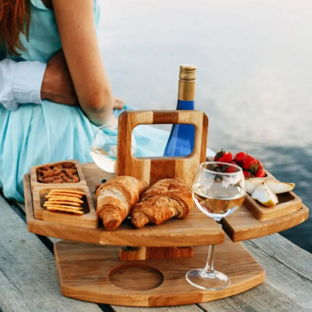 Bærbart Vinbord for Utendørs Bruk – Perfekt for Piknik
