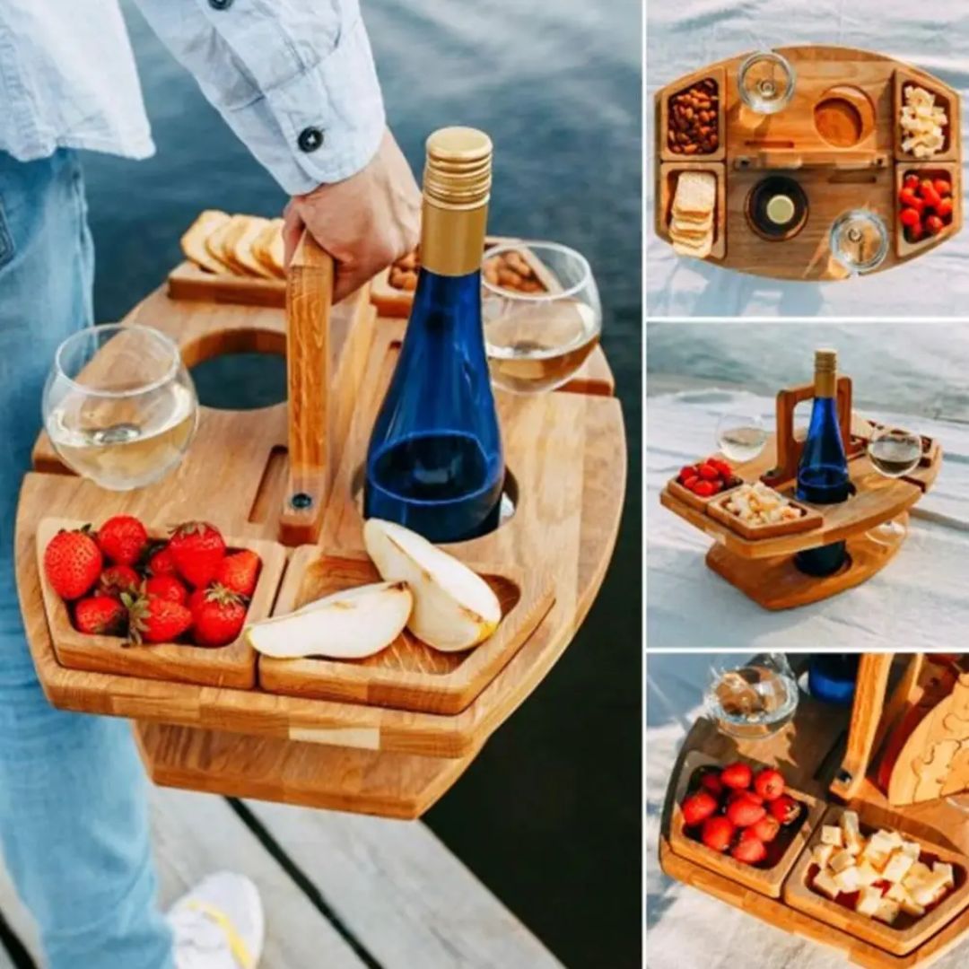 Bærbart Vinbord for Utendørs Bruk – Perfekt for Piknik