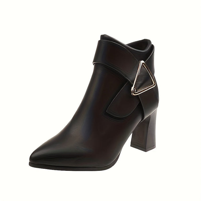 Damen-Stiefeletten mit spitzer Zehenpartie und Blockabsatz