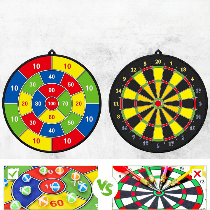 Barnas Dobbeltsidige Dartskive med Limballer Leker