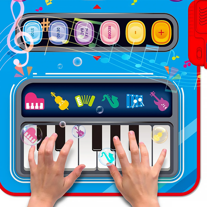 Barnas Interaktive Musikalske Lekematte med Piano og Trommer