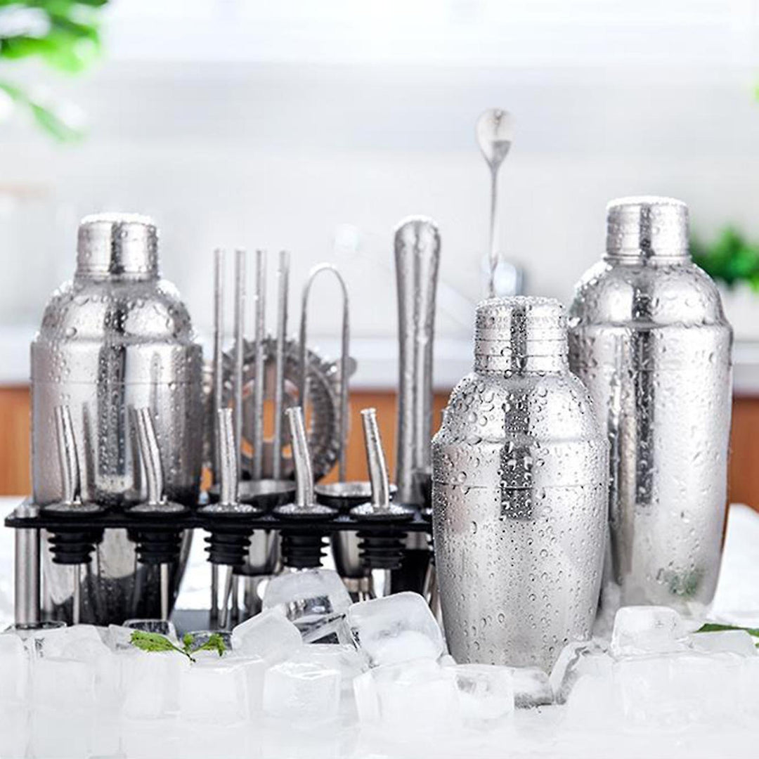 Bartender Kit i Sølv for Cocktailmiksing 23 Deler