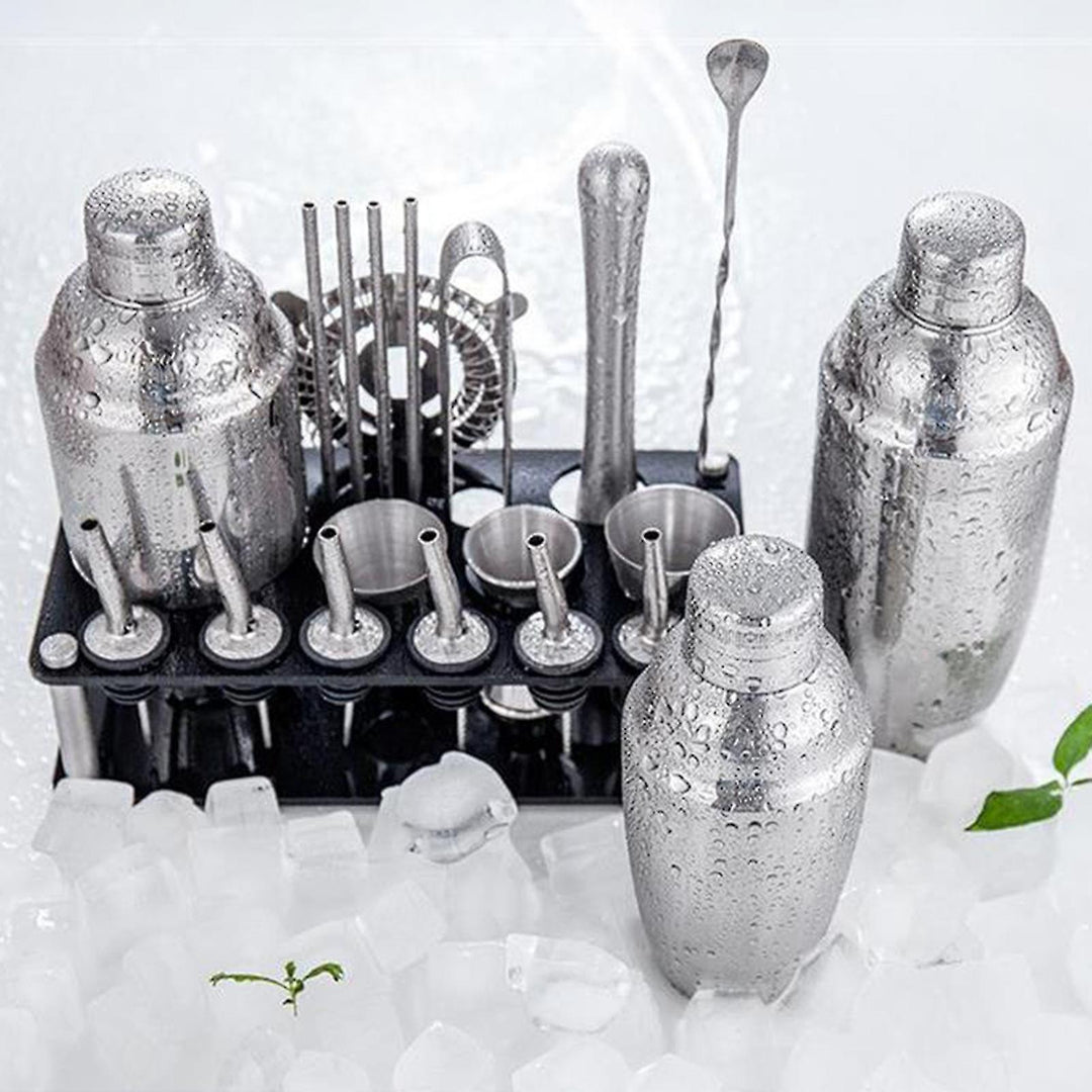 Bartender Kit i Sølv for Cocktailmiksing 23 Deler