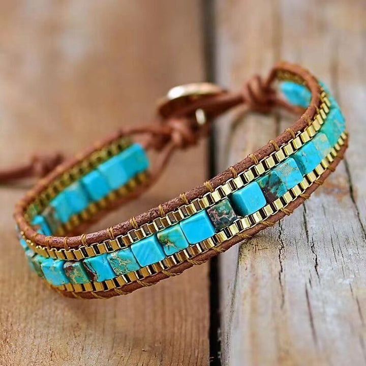 Blågrønn Armbånd for Damer i Boho Stil