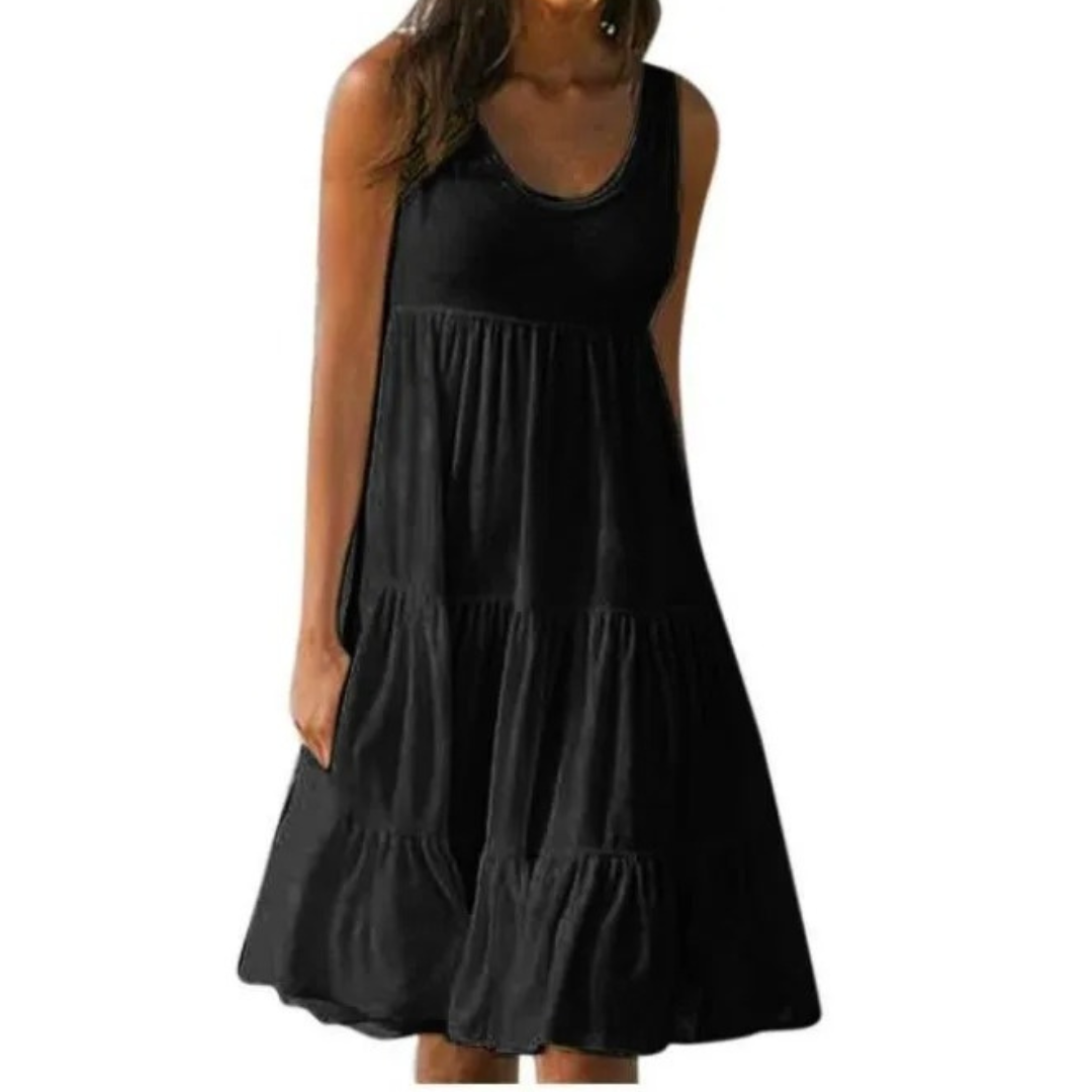 Boho-minikjole til kvinner med volanger for sommerlig stil