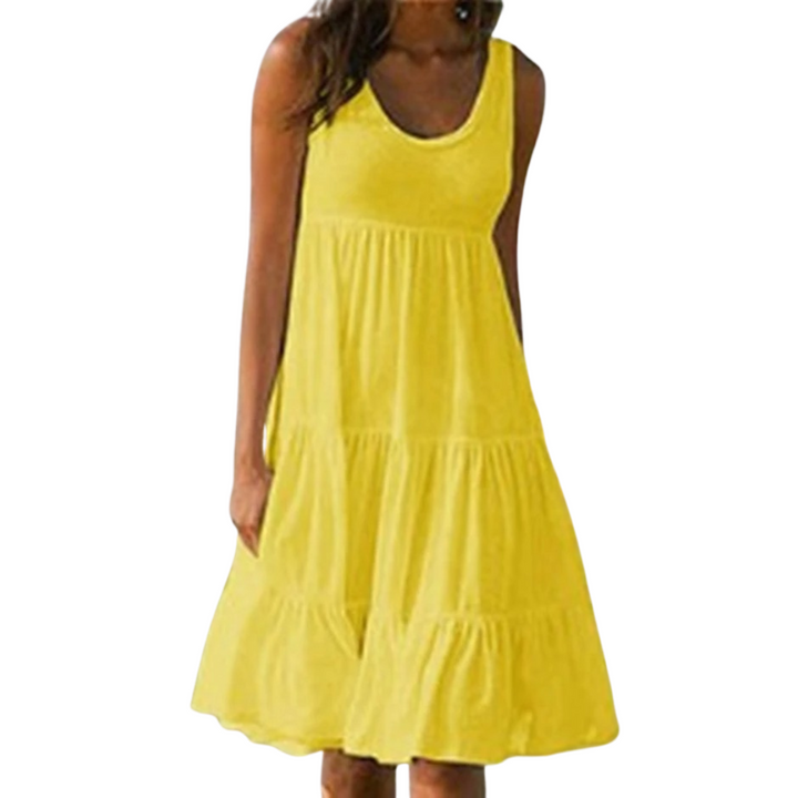 Boho-minikjole til kvinner med volanger for sommerlig stil