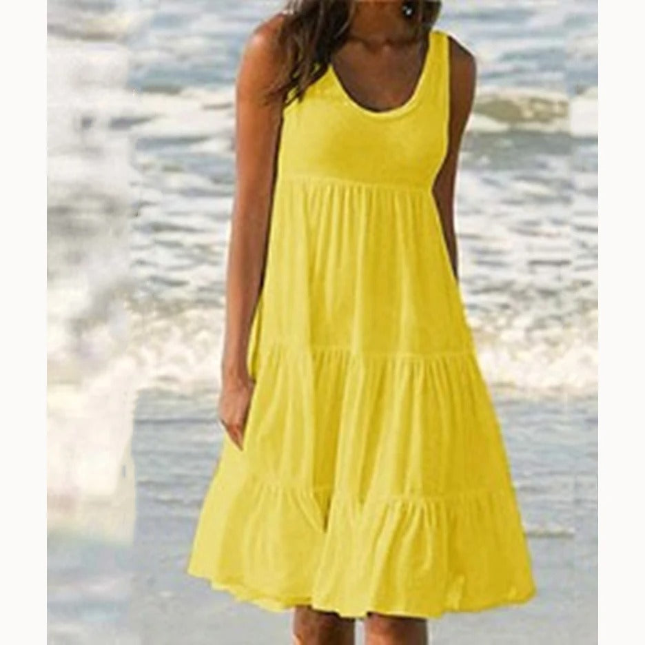 Boho-minikjole til kvinner med volanger for sommerlig stil