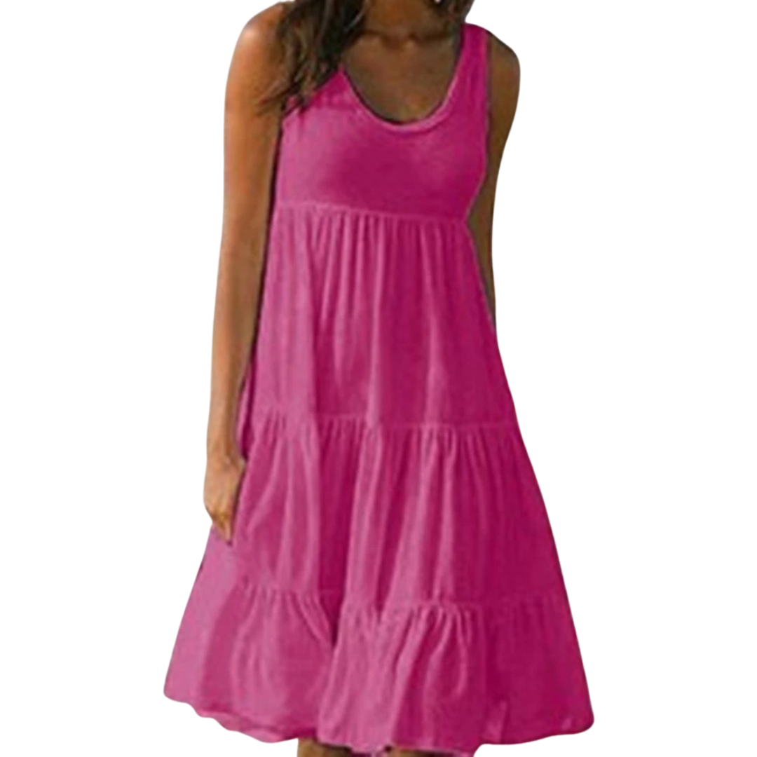 Boho-minikjole til kvinner med volanger for sommerlig stil
