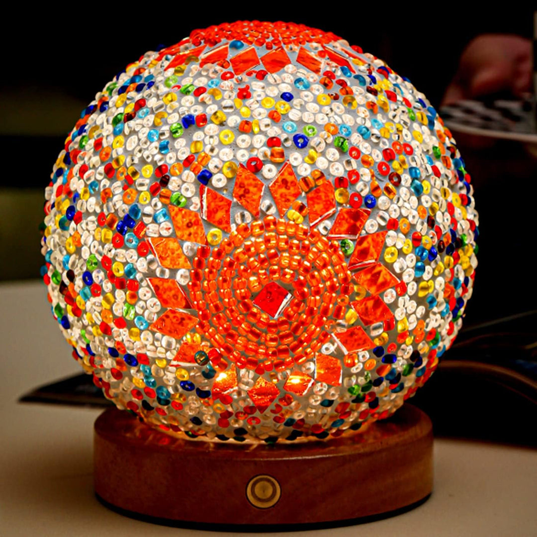 Boho Mosaikk Nattlampe med Varmt Stemningslys