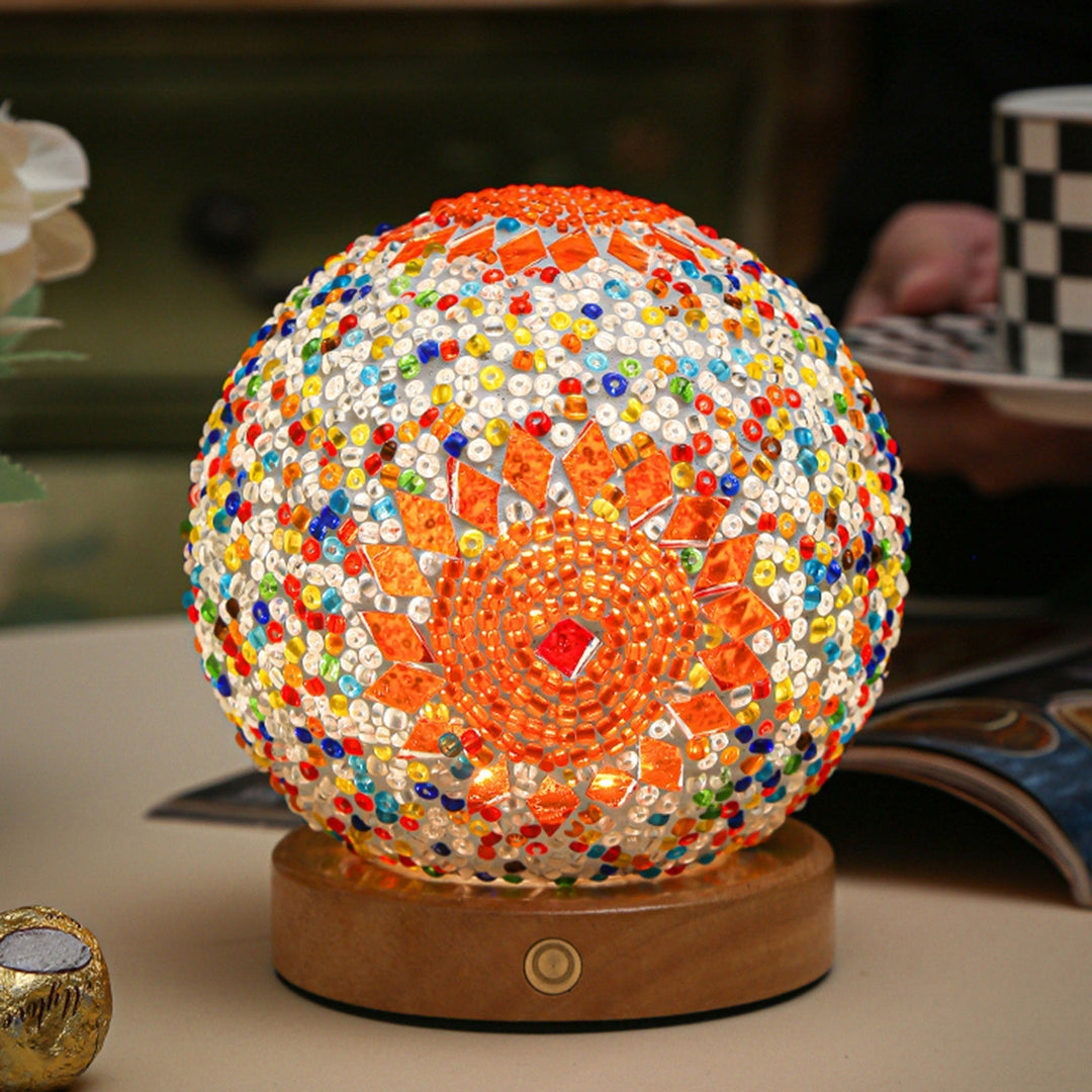 Boho Mosaikk Nattlampe med Varmt Stemningslys