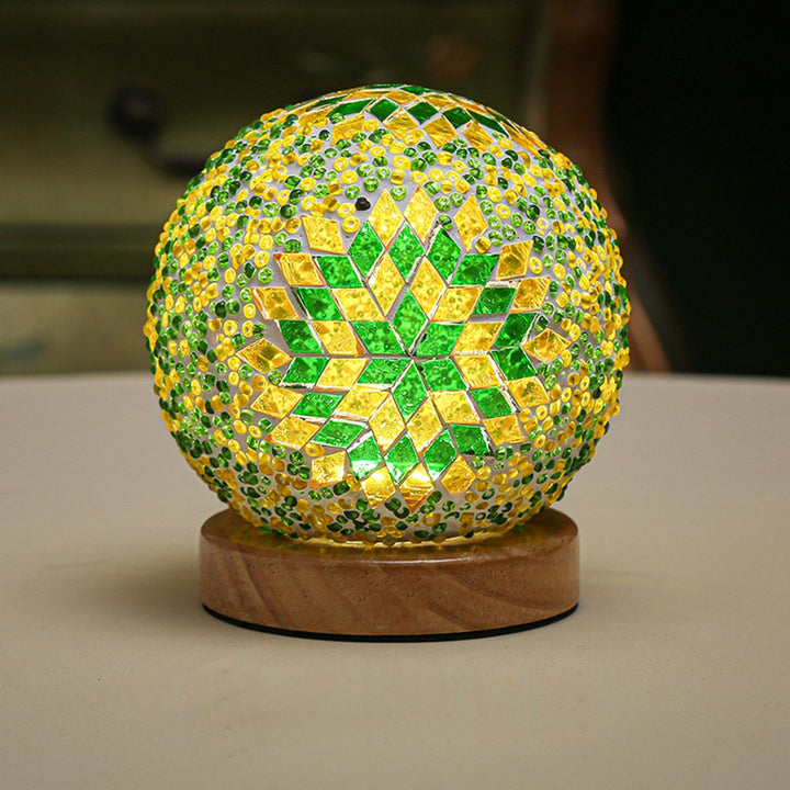 Boho Mosaikk Nattlampe med Varmt Stemningslys