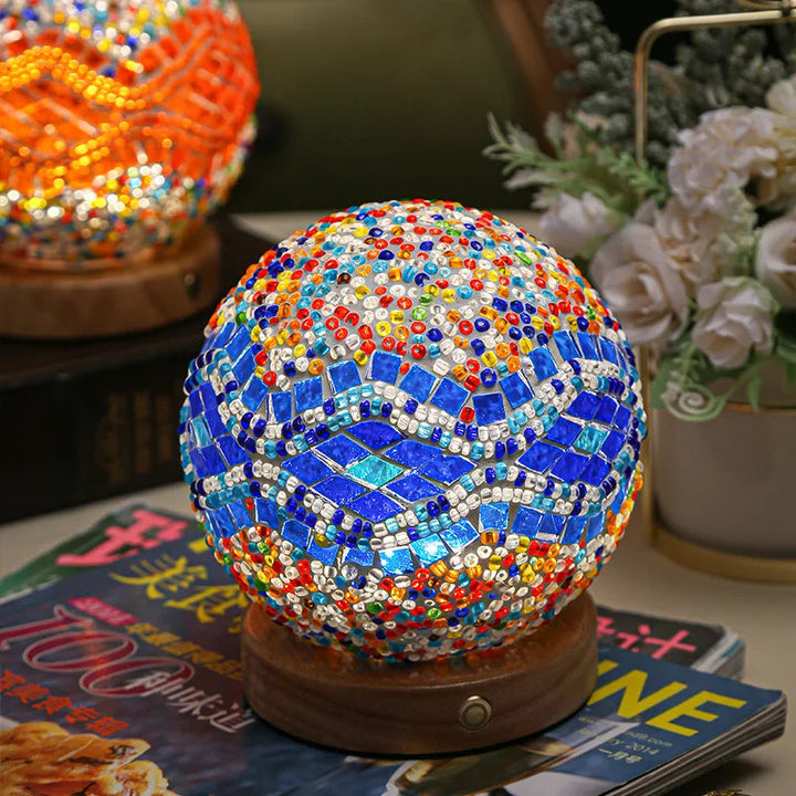 Boho Mosaikk Nattlampe med Varmt Stemningslys