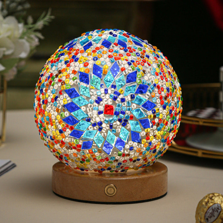 Boho Mosaikk Nattlampe med Varmt Stemningslys