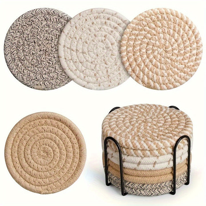 Boho Underlag Sett – 8 Deler Vevd Design for Borddekorasjon