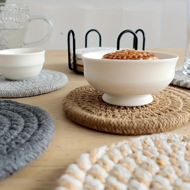 Boho Underlag Sett – 8 Deler Vevd Design for Borddekorasjon