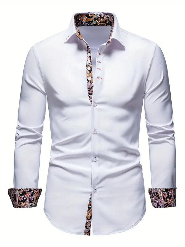 VittorioVerve - Paisley Print Langarmet Skjorte for Herrer