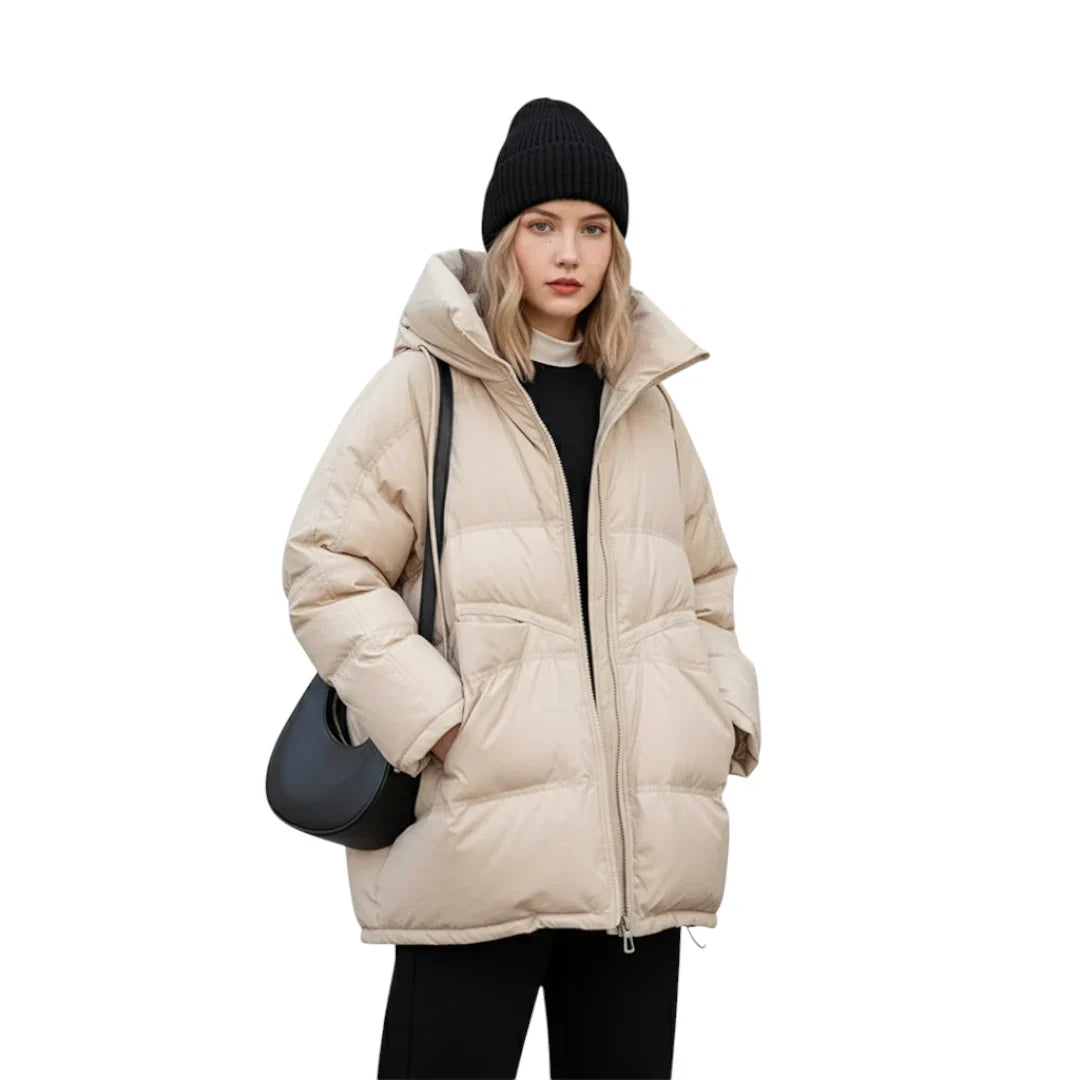 Dame Vinter Jakke med Hette - Lang og Varm Design