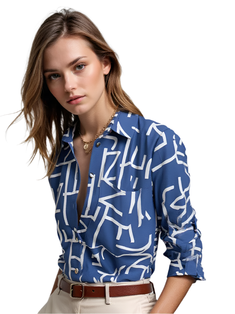Damebluse med Omslagkrage – Elegant og Komfortabel