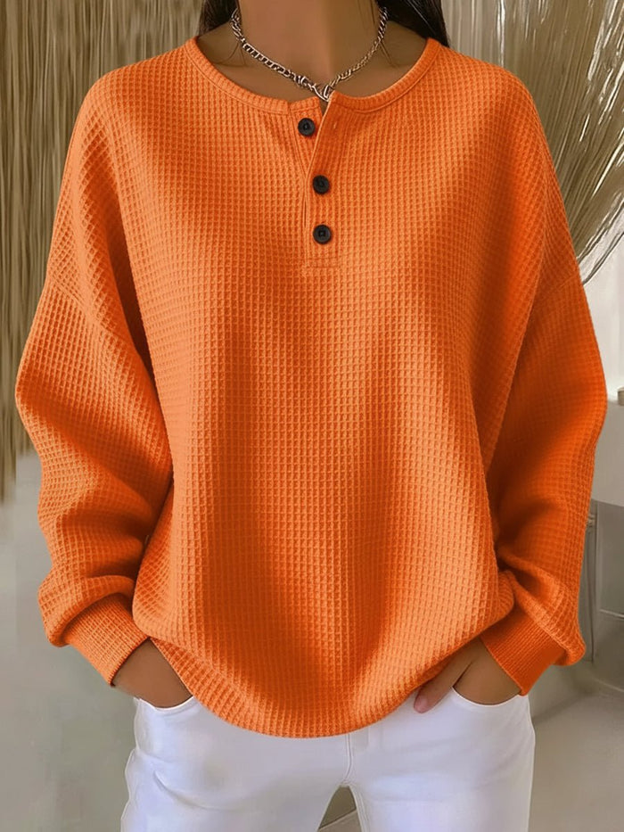 Maglione Henley oversize da donna con trama a nido d’ape