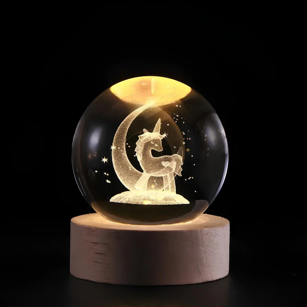 Dekorativ Lampe med 3D-gravert Krystallkule