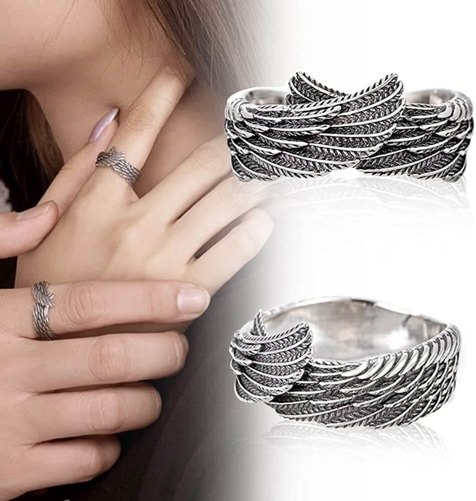 Unisex Englevinge Ring i Sølv – Beskyttende Design