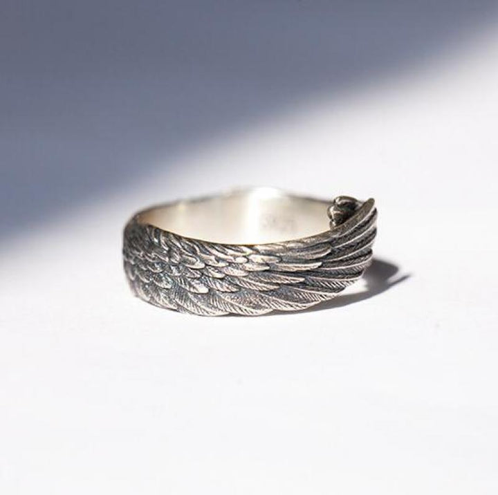 Unisex Englevinge Ring i Sølv – Beskyttende Design