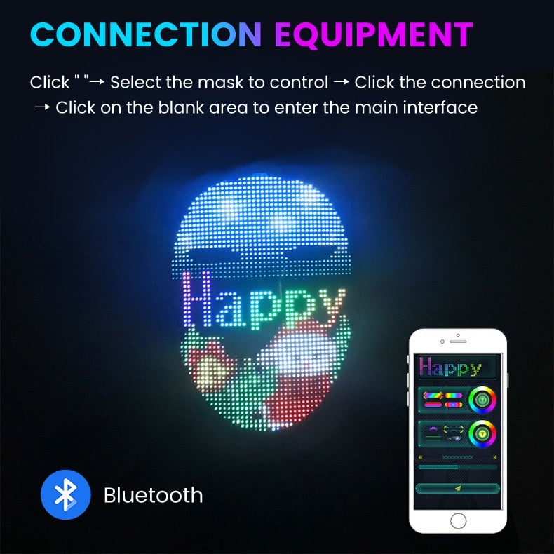Avansert Halloween LED-maske med Bluetooth-kontroll