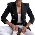Kvinner Dobbeltspent Blazer med Gullknapper – Skreddersydd Eleganse