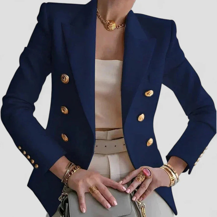 Kvinner Dobbeltspent Blazer med Gullknapper – Skreddersydd Eleganse