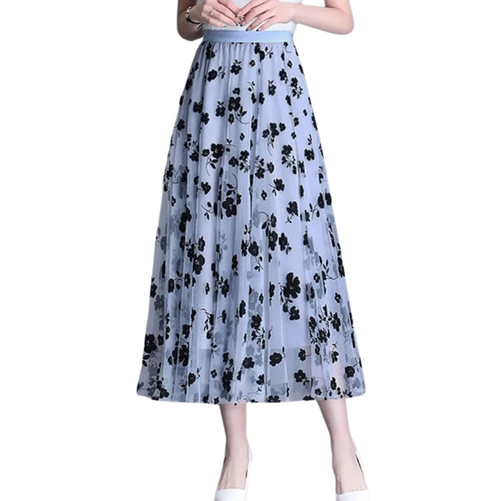 Dame Blomstrete Midiskjørt – Elegant og Komfortabel Stil