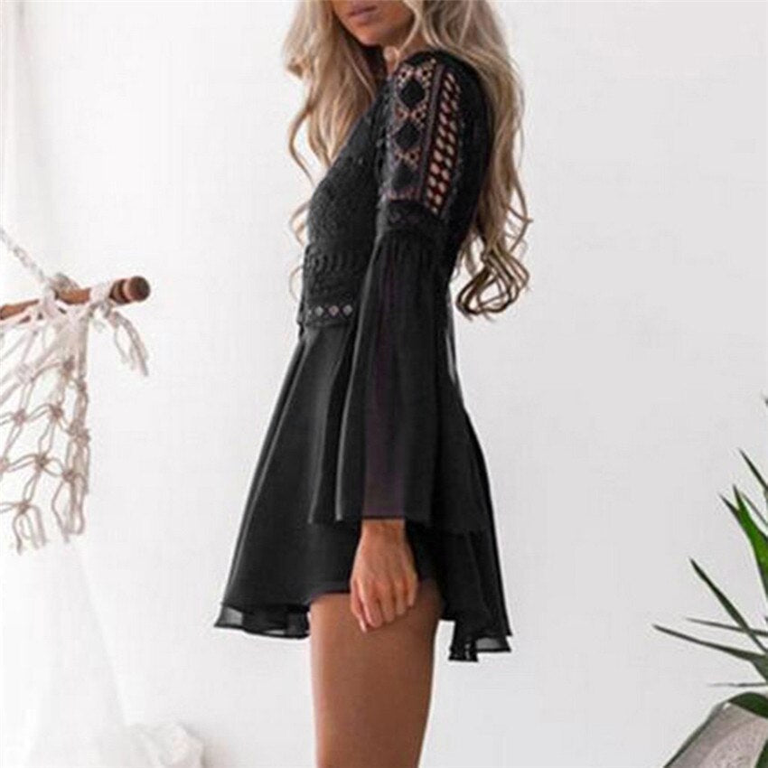 Bohemsk blondekjole for kvinner – Festivalklar &amp; Elegant