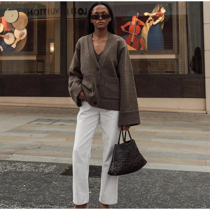 Elegant V-hals Cardigan for Kvinner