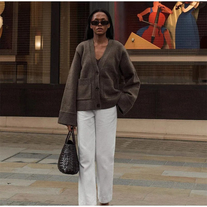 Elegant V-hals Cardigan for Kvinner